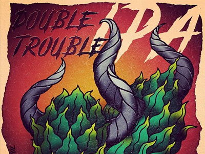 Double Trouble IPA beer design devil evil hops horns illustration ipa label