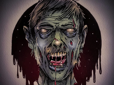 Drawlloween 2018! Day 3: Zombie drawlloween illustration ink ink drawing inktober painting photoshop watercolor zombie