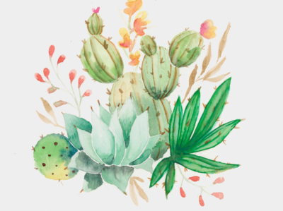 Let's Stick Together Cactus Illustration