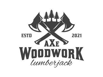 axe lumberjack and hard work logo vintage