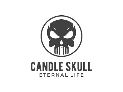dark skull with candle logo concept branding candle classic dark death design head old scary skeleton skull logo vintage logo