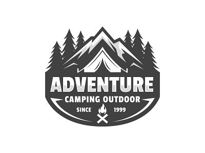 mountain adventure camping outdoor logo design classic style adventure logo brand campfire camping classic emblem explorer forest freedom hiking logo logo design mountain nature outdoor travel vintage