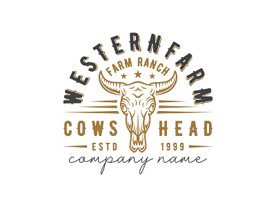 Vintage Retro Texas Longhorn Buffalo Bull head logo