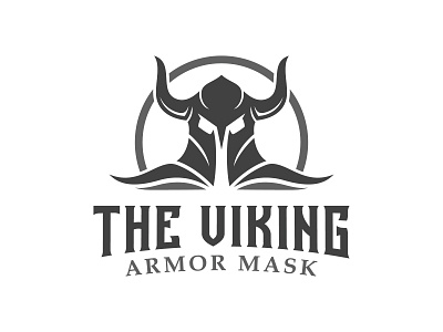 vintage hipster Viking Armor Helmet logo design