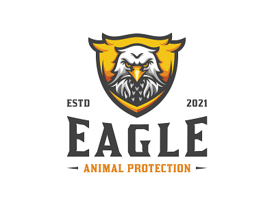 awesome Eagle mascot logo with shield concept design american bird brand branding design eagle logo emblem falcon freedom hawk head illustration logo mascot logo patriotism protection shield vector