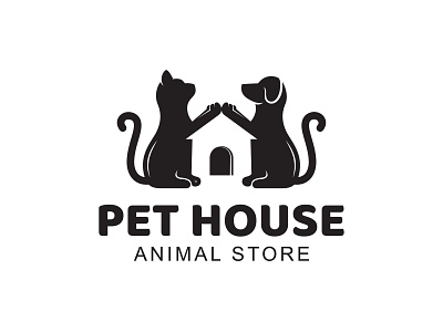 PET House logo for animal store design concept animal brand branding cat logo classic cute design dog illustration logo pet logo pet store vector vintage logo