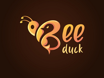 Bee logo with negative space duck app bee logo branding creative design duck illustration logo modern logo