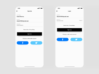 Login/ signup screen login signup ui ux