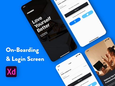 On-boarding & Login Screen cosmo fashion login makeup onboarding screen