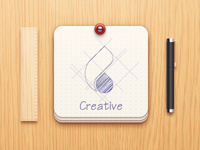 Creative creative icon logo paper pen ruler wood