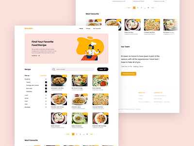 Masakin - Recipe Food Website adobe xd branding food landing page orange restaurant ui design ui ux design ui ux designer uidesign web website design