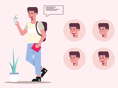 College Student Flat Design adobe xd character college design flat character flat design illustration illustration design student ui ux ui ux designer