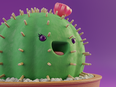 Cactus 3d character design illustration