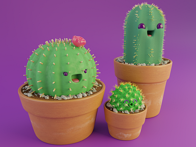 Cactus 3d character design illustration