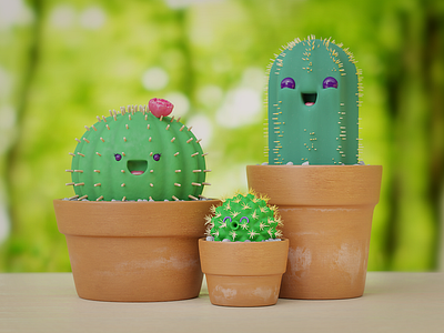 Cactus 3d character design illustration