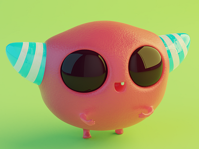 Little horn 3d character design illustration