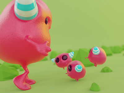 Little friends 3d 3d modeling character design illustration