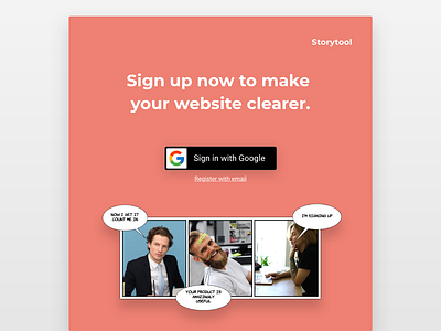 Storytool.co Signup Page - #DailyUI #01 app ui web