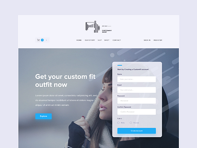 Custom Fit Landing Page frontpage homepage landing page