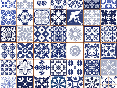 Beautiful traditional Portuguese Azulejos patterns azulejo decor design graphic pattern portugal portuguese seamless souvenir tile tilepattern traditional vector