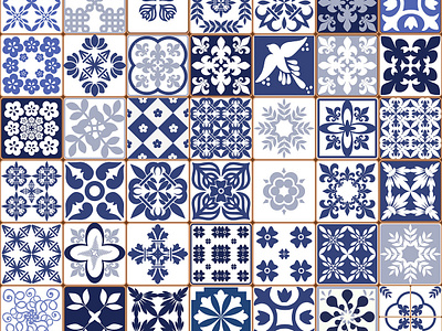Beautiful traditional Portuguese Azulejos patterns