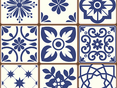 Beautiful traditional Portuguese Azulejos patterns azulejo azulejos decor design graphic graphicdesign home interior lisbon pattern pattern design patterns porto portugal portuguese souvenir surface tile tiled vector
