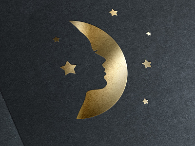 Gold Stamping Logo With Moon and Female Face