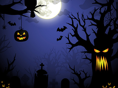 Halloween Illustration - Spooky Forrest bat design graphic graphicdesign graveyard halloween halloween design halloween flyer halloween party illustration illustration design moon night pumpkin spooky vector vector art vector illustration vectors