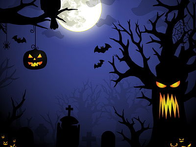 Halloween Illustration - Spooky Forrest