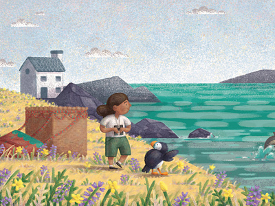 Ada and Puffin on Skomer Island adobe photoshop character design children book illustration illustration