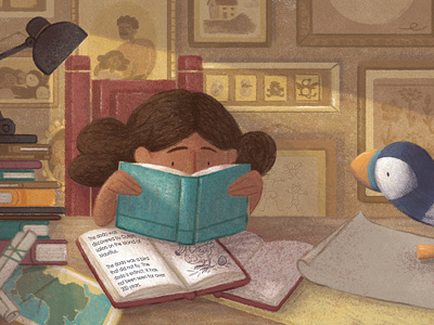 Ada Bell in the study adobe photoshop character design children book illustration illustration