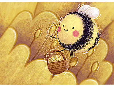 Humble Bumble fills her basket vignette bumblebee design adobe photoshop character design children book illustration illustration