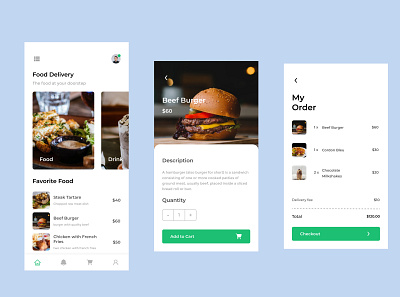 Restaurant App app clean flat food mobile mobile app restaurant ui uiux