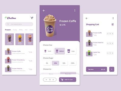 Drink Order App Chatime boba chatime clean design drink mobile mobile app mobile ui new purple ui ui design uidesign uiux ux