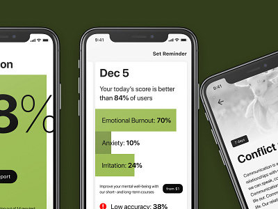 App for mental health app design green health interface minimalism mintal mobile mood psychology typography ui ui design ux ui