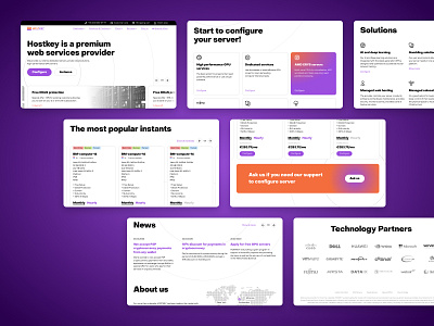 Hostkey cloud design desktop interface orange responsive design technology typography ui ui design ux ui violet visual design website website design