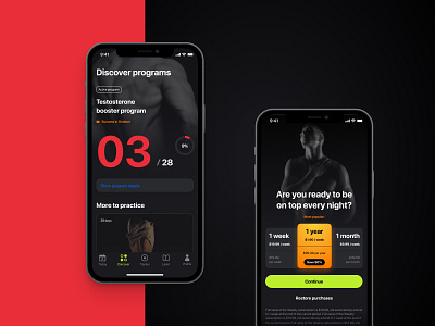 Men's health app app black branding design grey gym health interface lifestyle men mobile red sport typography ui ui design ux ui