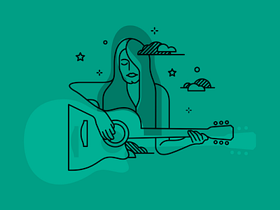 Acoustic Heart line doodle illustration vector