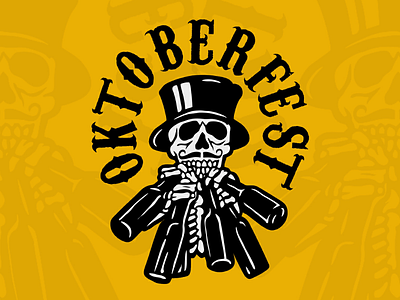 Oktoberfest Drunken Skull bavaria beer bottle drink exhibition festival food germat illustration music ocktober ocktoberfest oktoberfest party skull vector