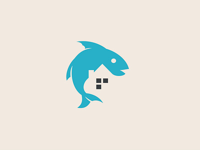 Fish House blue branding company fish fisherman fishes fishing food house icon illustration logo nautical negative space vector warehouse