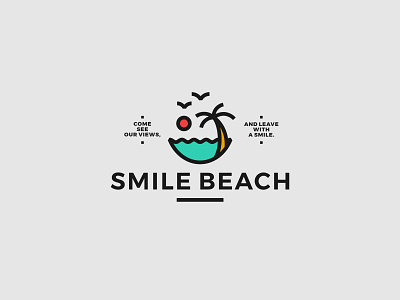 SMILE BEACH LOGO apartment beach branding company condominium cottage design graphic design holiday home hotel hotel logo icon illustration logo property logo real estate logo sea typography vector