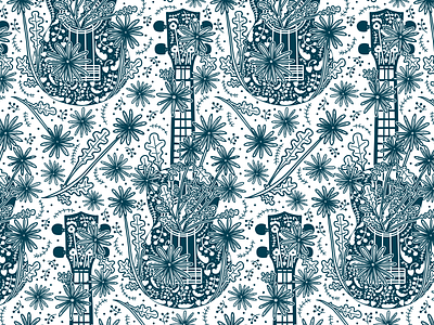 Romantic ukulele seamless pattern