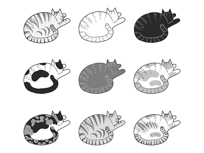 Cat coat colorings animal illustration black and white cat coat coloring illustration pet raster screenprint
