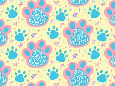 Stay Pawsitive seamless pattern