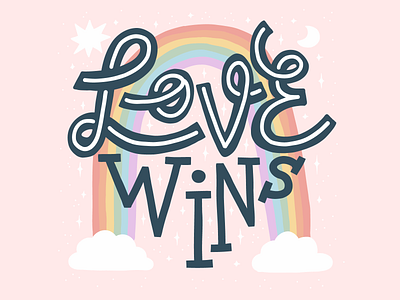Love Wins gay illustration lettering lgbt love pride pride month quote rainbow slogan typography