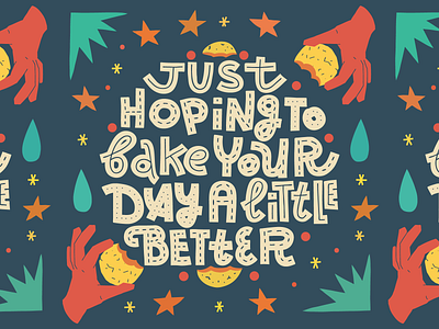 Bake your day baking card cookies illustration joke lettering pun quote typography yummy