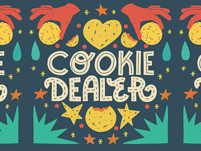 Сookie dealer branding card cookie dealer design illustration joke lettering print pun quote shirt typography