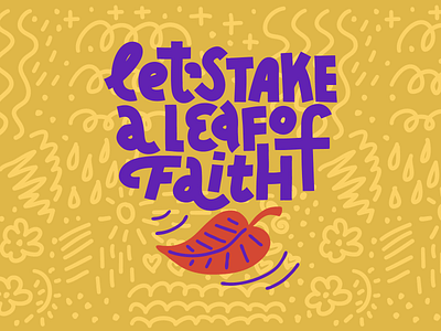 Let's Take A Leaf Of Faith card illustration joke lettering plant pun