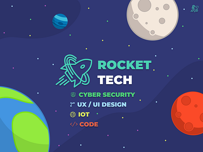 ROCKET TECH COVER colorful cover logo planet rocket space tech