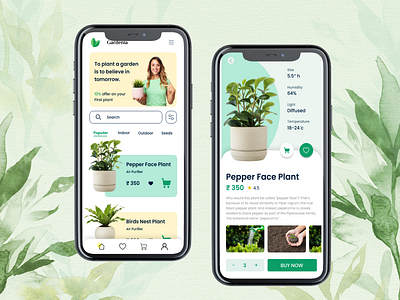 Gardenia branding design dribble figma illustration logo plant plantapp ui ux